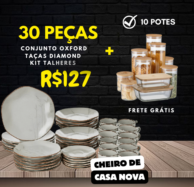 Jogo de Jantar Americano + Potes Hérmeticos |  (SOMENTE HOJE) + [FRETE GRÁTIS + 69% OFF] SÓ HOJE PREÇO DE ANIVERSÁRIO |