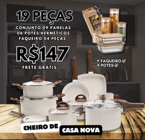 Conjunto 09 Peças + Potes + Faqueiro (Brinde Exclusivo) + FRETE GRÁTIS [PROMO ANIVERSÁRIO] 70% OFF