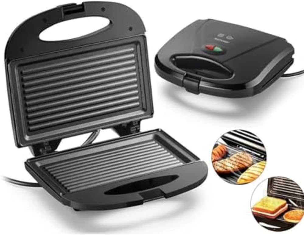 Sanduicheira Minigrill Gourmet 127V com 750W Chapa Dupla e com Revestimento Antiaderente Preta Multilaser - CE043