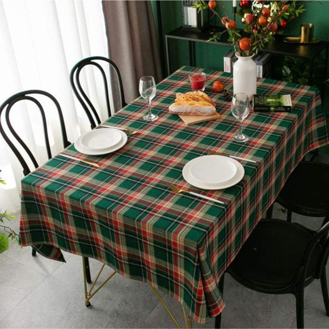 Toalha de Mesa Xadrez Clássica - Café - Retangular - Coleção Natal