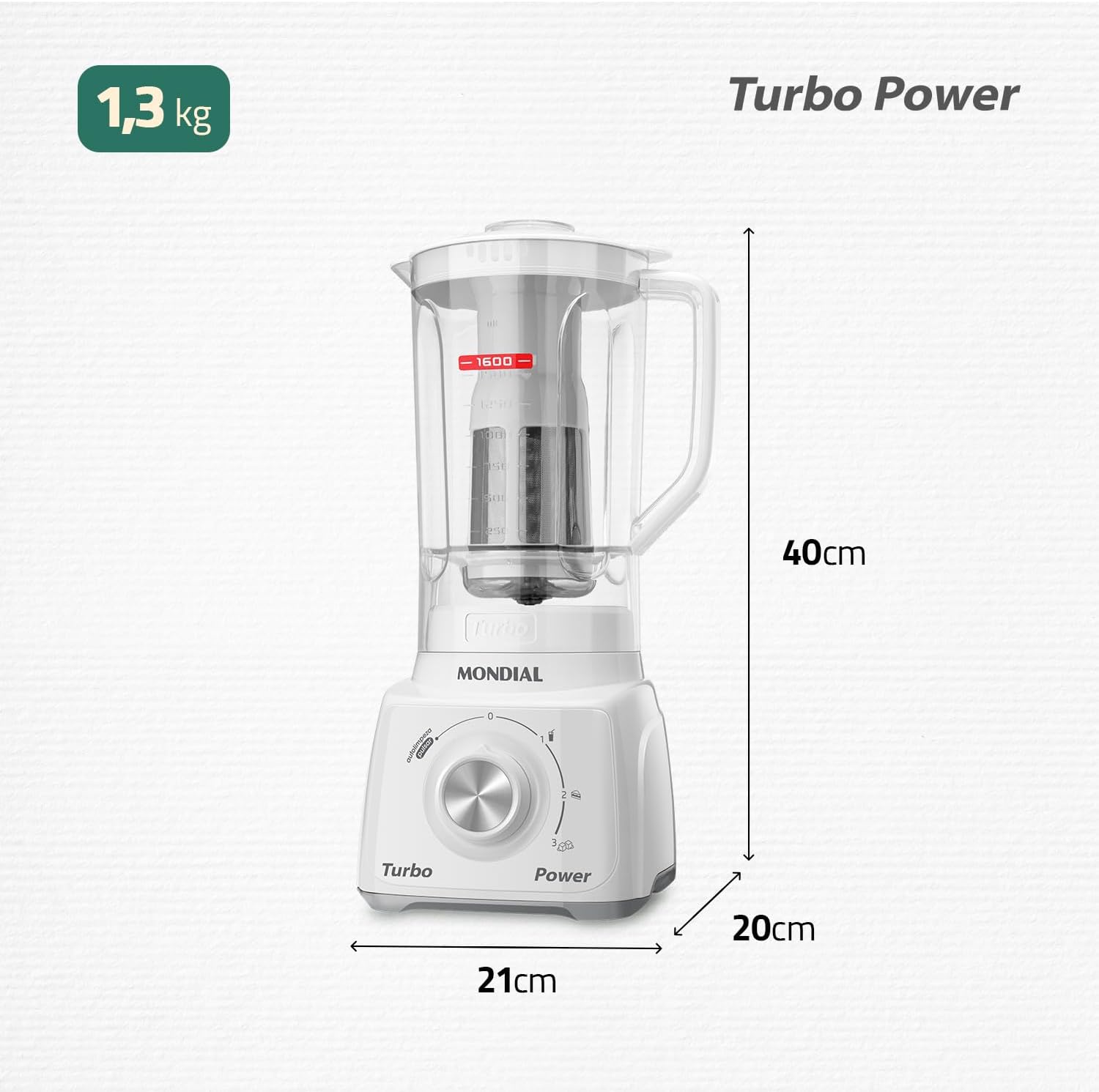 Liquidificador Turbo Power, Mondial, Preto, 550W, 110V - L-99 FB