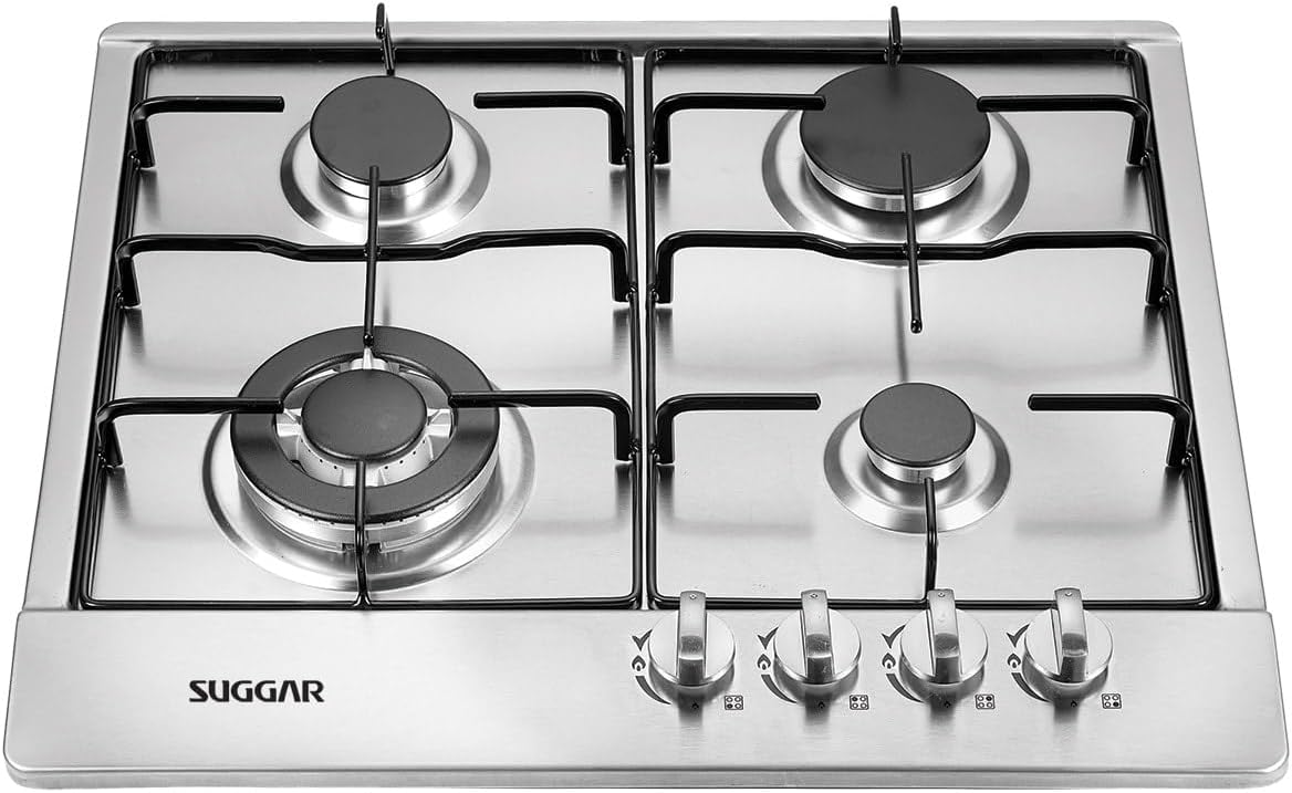 SUGGAR COOKTOP A GÁS 4 BOCAS MESA EM AÇO INOX TRIPLA CHAMA LATERAL BIVOLT FG4134IX