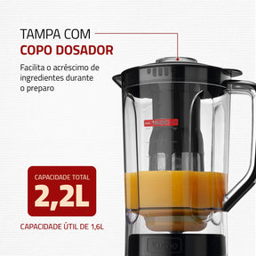 Liquidificador Turbo Power, Mondial, Preto, 550W, 110V - L-99 FB