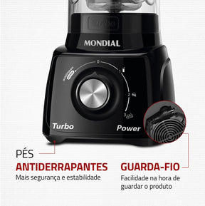 Liquidificador Turbo Power, Mondial, Preto, 550W, 110V - L-99 FB