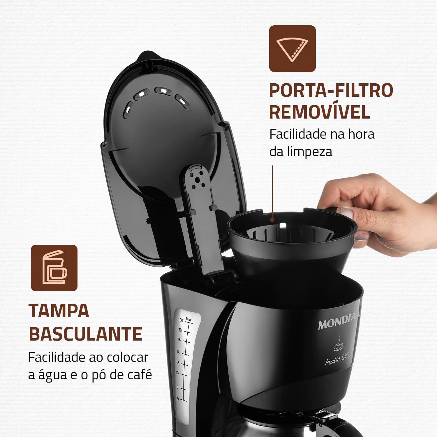 Cafeteira Elétrica Pratic 20X, Mondial, Preto, 600W, 220V - CN-01-20X