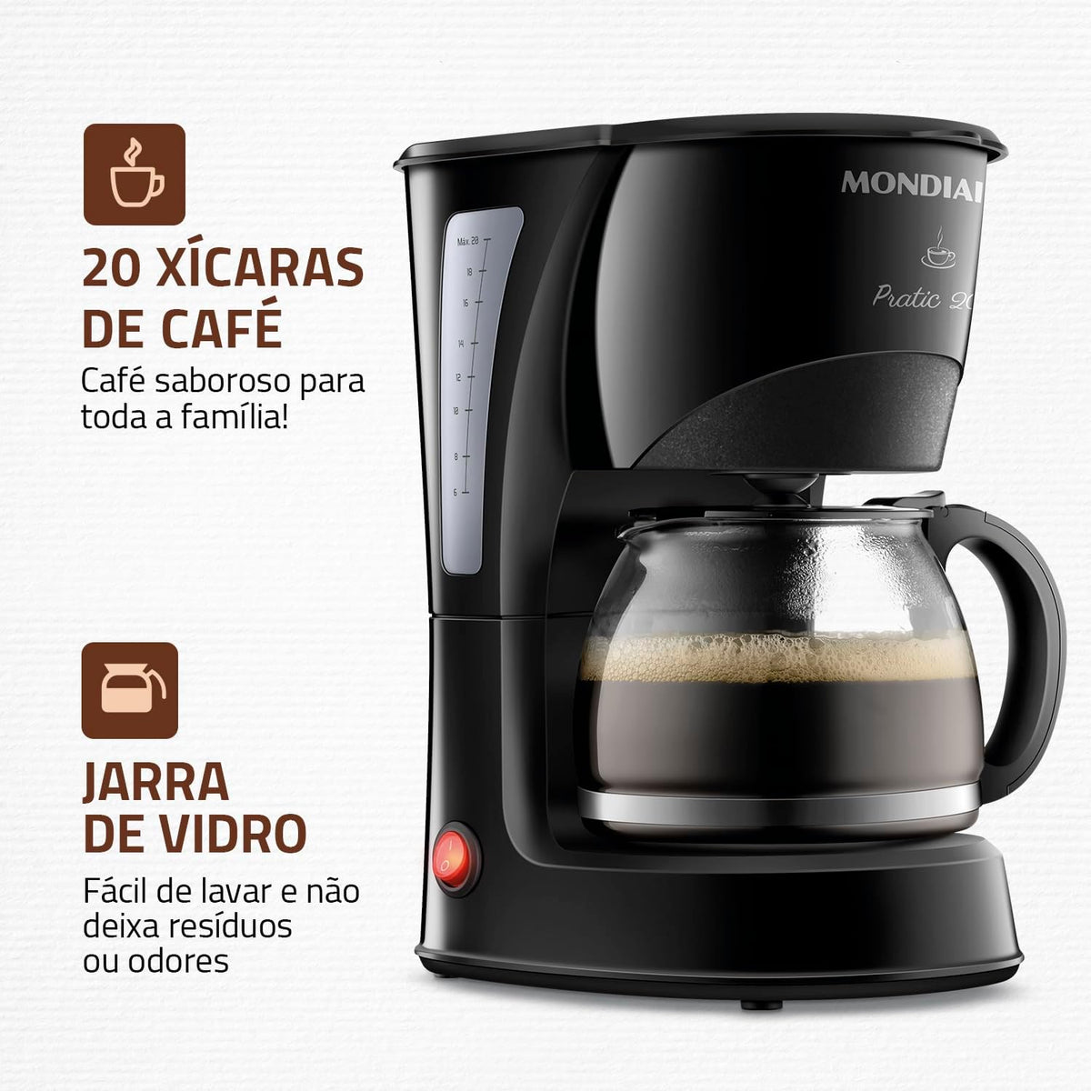 Cafeteira Elétrica Pratic 20X, Mondial, Preto, 600W, 220V - CN-01-20X