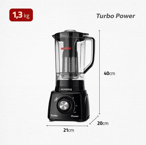 Liquidificador Turbo Power, Mondial, Preto, 550W, 110V - L-99 FB