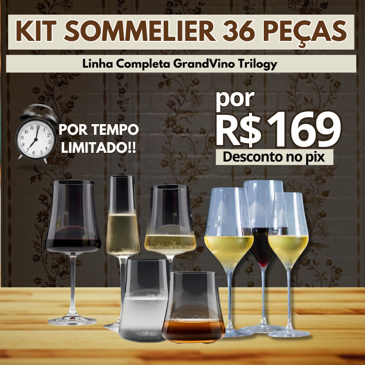 Kit Promocional Premium: Linha Taças em Cristal Sommelier para Vinho Tinto, Branco e Espumante