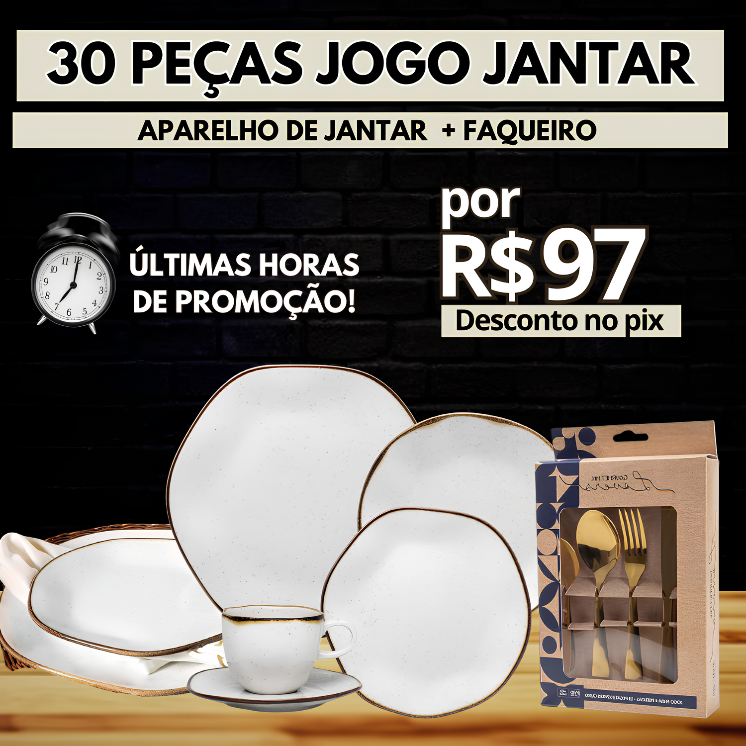 Jogo de Jantar Americano + Kit Talheres |  (SOMENTE HOJE) + [FRETE GRÁTIS + 69% OFF] SÓ HOJE PREÇO DE ANIVERSÁRIO