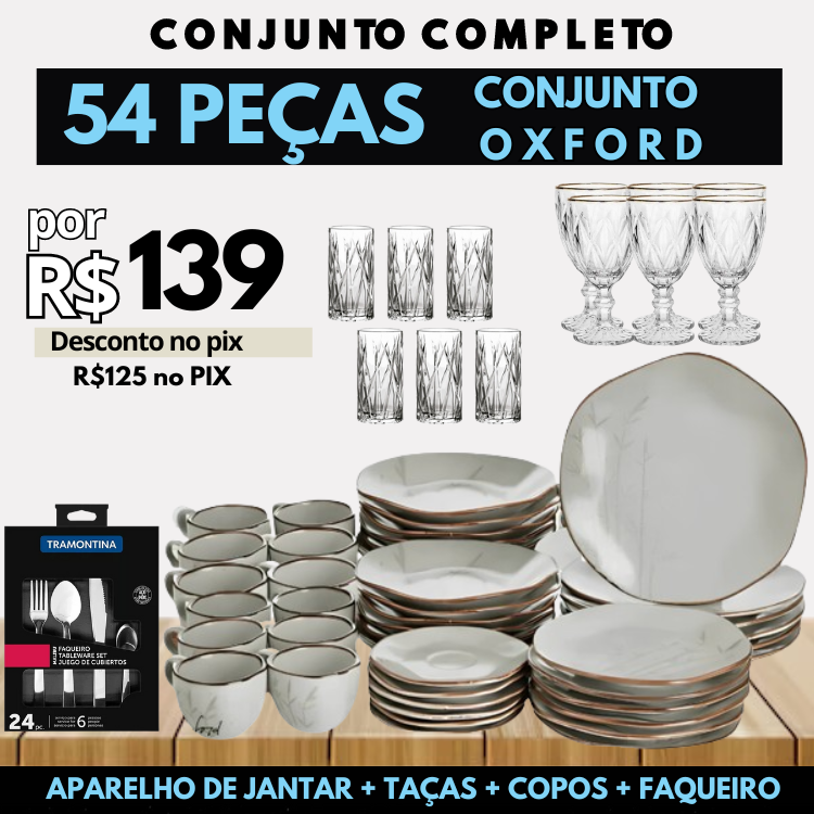 Aparelho de Jantar + Taças Diamond + Copos Cristal + Faqueiro [ÚLTIMO DIA]