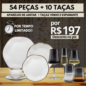 Aparelho de Jantar Maresia + Ryo Bambu + Taças kit Sommelier Completo