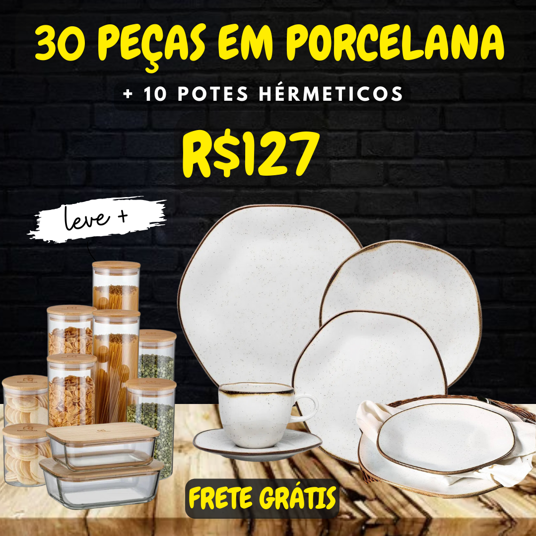 Jogo de Jantar Americano + Potes Hérmeticos |  (SOMENTE HOJE) + [FRETE GRÁTIS + 69% OFF] SÓ HOJE PREÇO DE ANIVERSÁRIO |