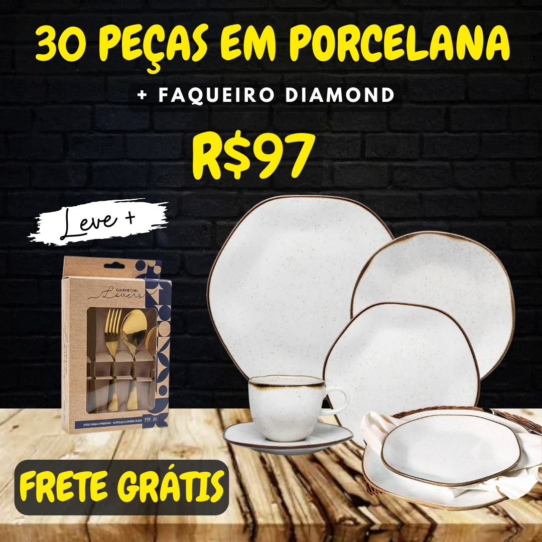 Jogo de Jantar Americano + Kit Talheres |  (SOMENTE HOJE) + [FRETE GRÁTIS + 69% OFF] SÓ HOJE PREÇO DE ANIVERSÁRIO