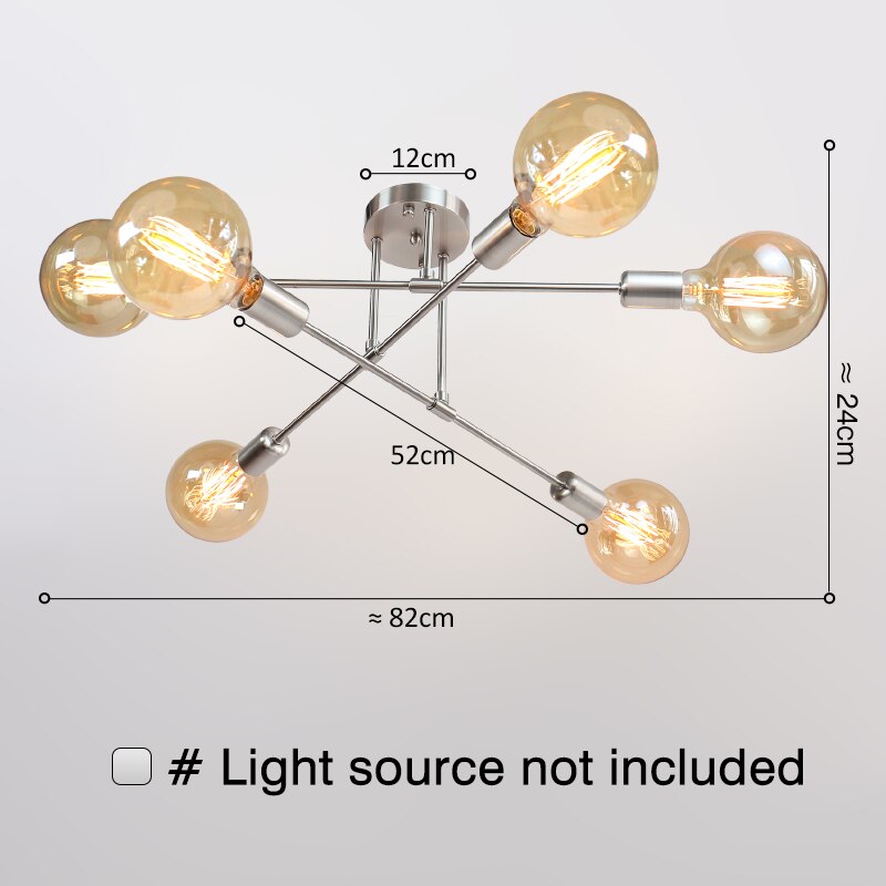 Lustre de teto  Minimalista Nordic - E27 - 6 Bocais - SPUTINK