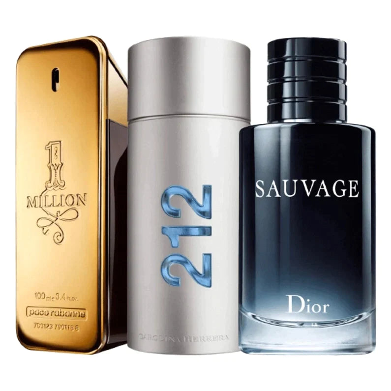 Combo 3 Perfumes Masculino - 1 Million Paco , Sauvage Dior e 212 VIP Men Herrera (100ml cada) PROMO ANIVERSÁRIO- 08/10 SÓ HOJE