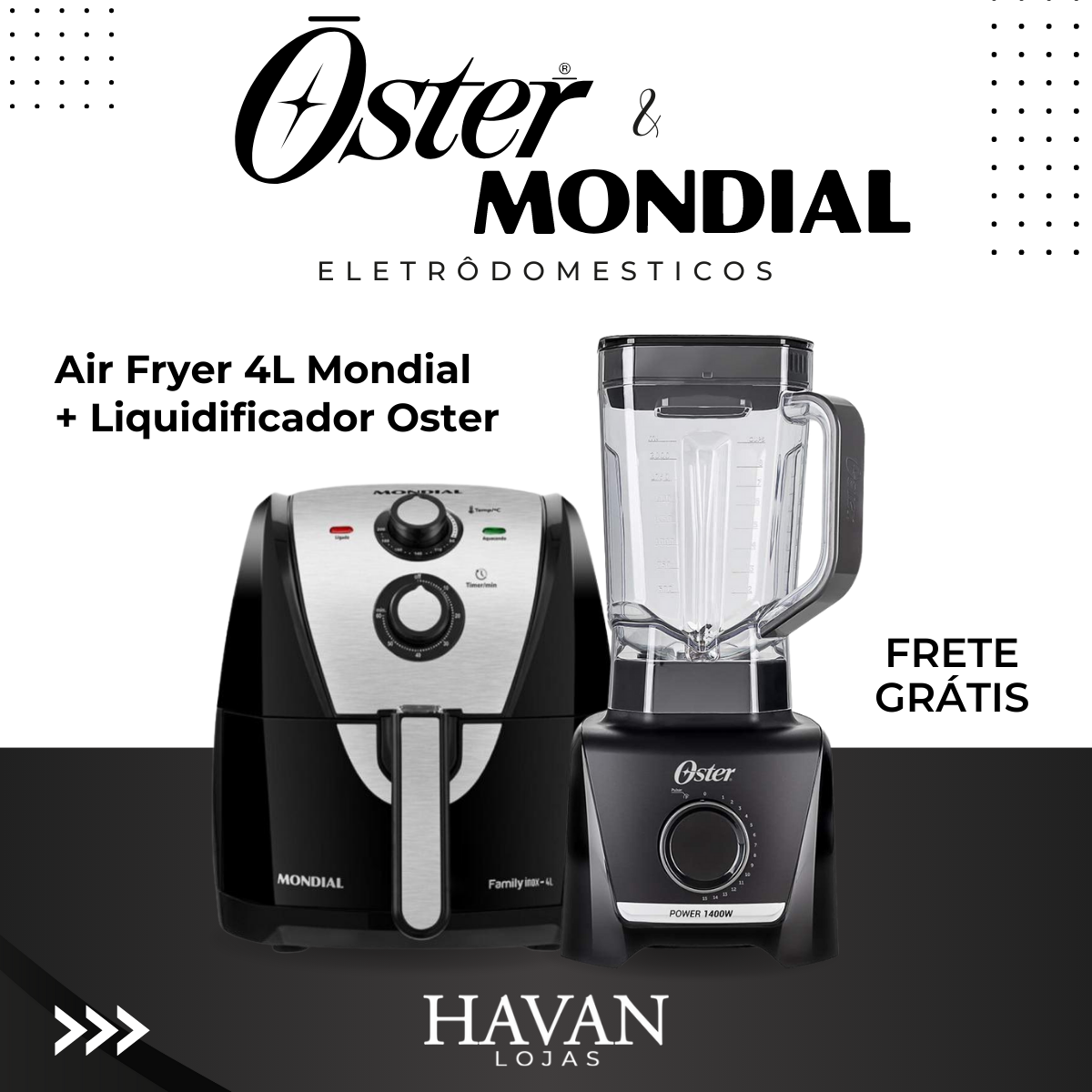 Super Kit Culinário: Airfryer 4L Mondial + Liquidificador Oster | PROMO ANIVERSÁRIO SÓ HOJE