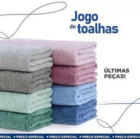 (PROMOÇÃO RELÂMPAGO – ÚLTIMO DIA) Jogo de 10 Toalhas Super Banhão Premium + Brinde |